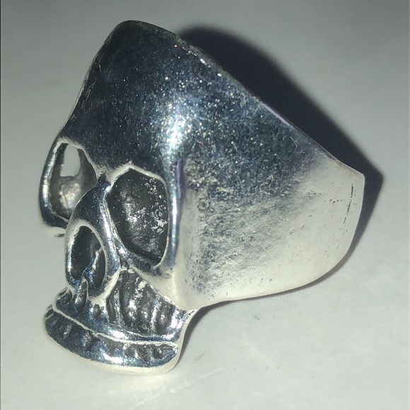 Size 9 Silver Tone Skull Boho Biker Ring - Picture 4 of 6